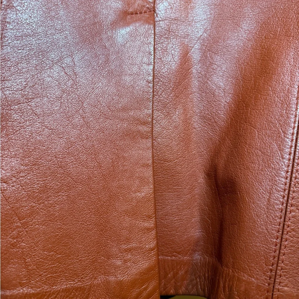 Authentic Original Vintage Style Rust Orange Leather Blazer Jacket - Picture 8 of 15